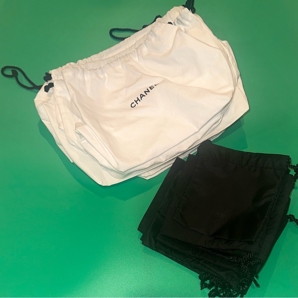 Chanel Women's White and Black Drawstring Bags